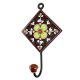 Dark Brown Floral Ceramic Tile Hook